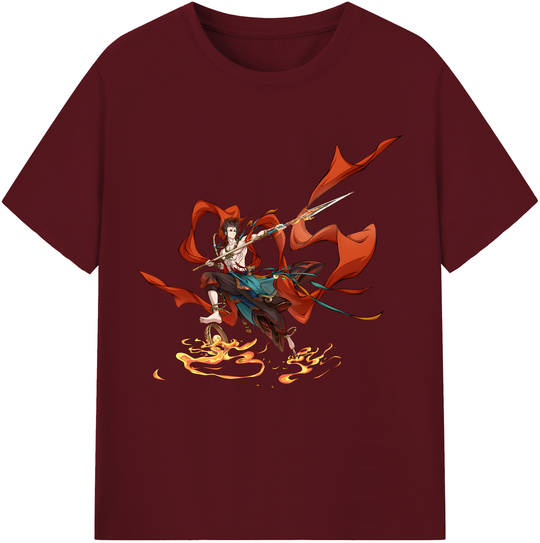 （画像用） Ne Zha 2 ナタ 魔童の大暴れ 綿100％半袖Tシャツ（フロントプリント）
